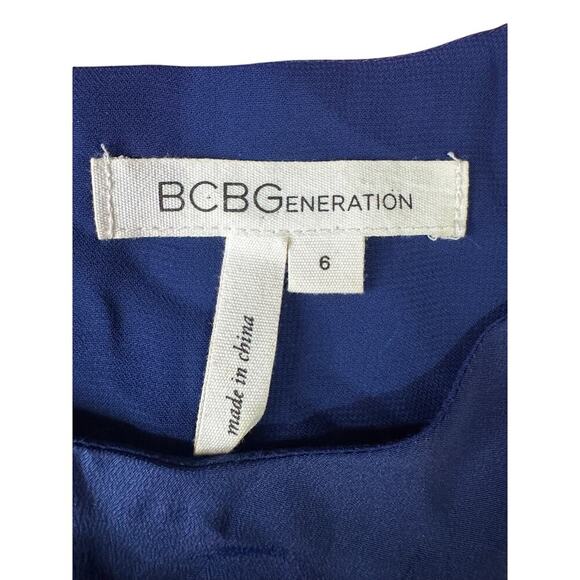 BCBGGeneration Women’s Blue Sheath Dress Size 6 Black Trim Sleeveless Pockets - Picture 3 of 5